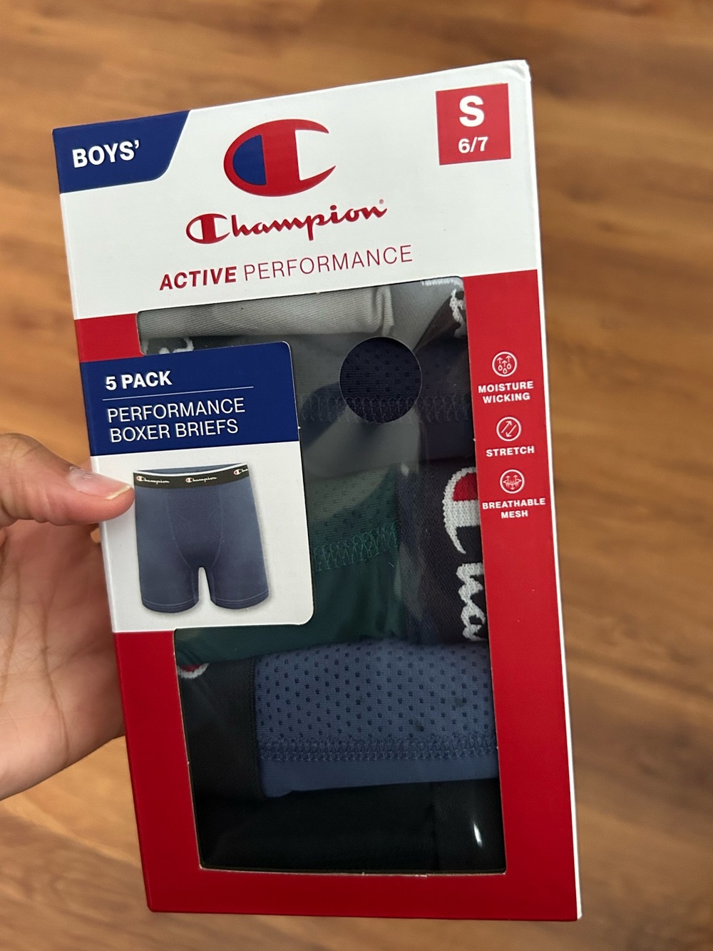 Champion Boys' Active Performance 5-Pack Boxer Briefs - Navy/Gray/Green/Black